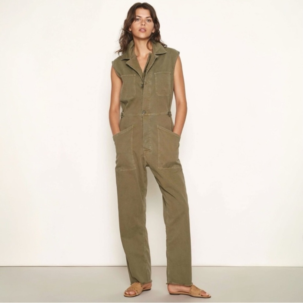 Frame Le Service Twill Jumpsuit In Militia Green - Picture 11 of 11